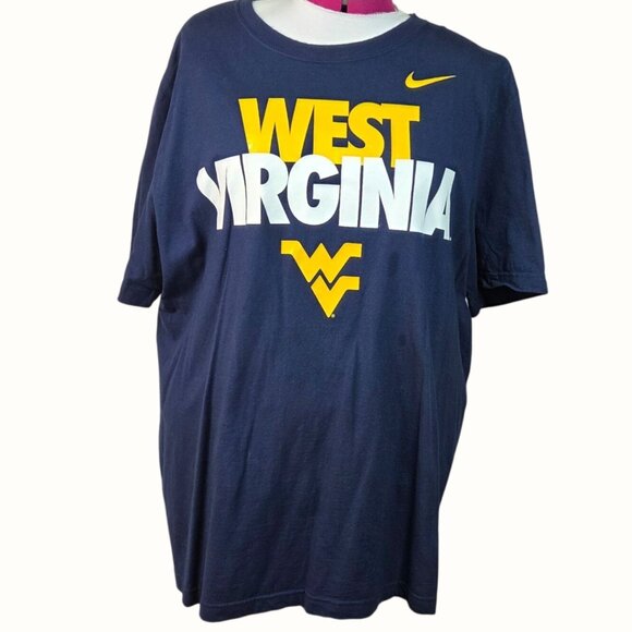 Nike WVU West Virginia University Mountaineers Navy Graphic T-Shirt Size XXL - Picture 1 of 5